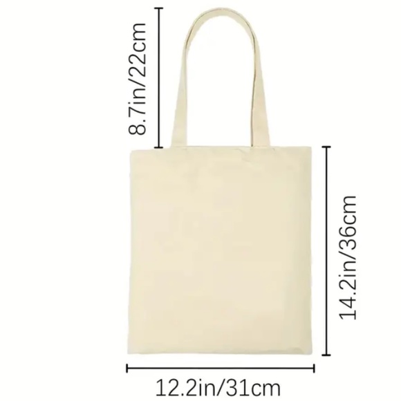 NEW CANVAS TOTE BAG, GROCERY BAG, MERRY CHRISTMAS PLAID PRINT TREES 12" X 14" - Picture 6 of 6